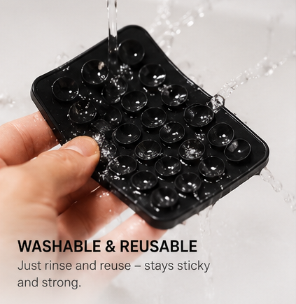 Black Suction Phone Case Sticker Grip Silicone Holder Mount for Hands-Free Mobile Accessory Holder Grip, Video Phone Accessory Compatible Mirror, Shower (Pack Of 2)